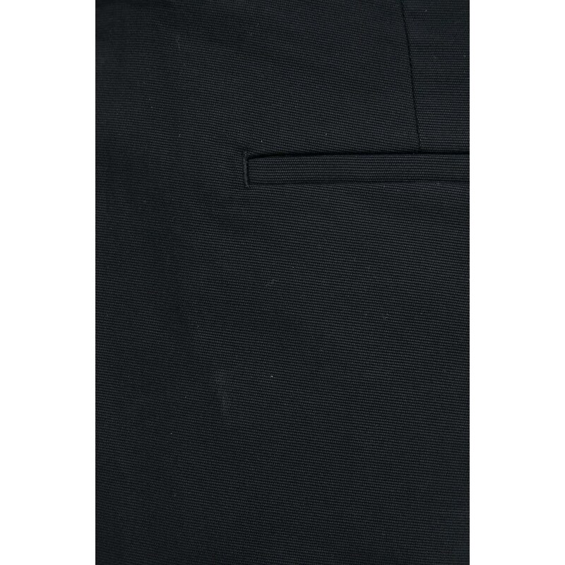 Hlače Sisley za žene, boja: crna, ravni kroj, srednje visoki struk