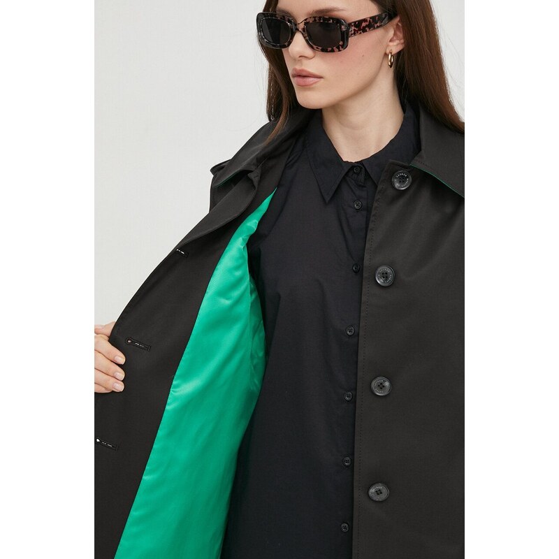 Kaput Lauren Ralph Lauren za žene, boja: crna, za prijelazno razdoblje