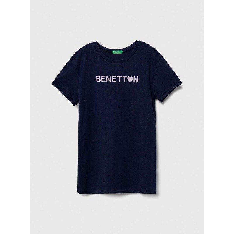 Dječja pamučna majica kratkih rukava United Colors of Benetton boja: tamno plava