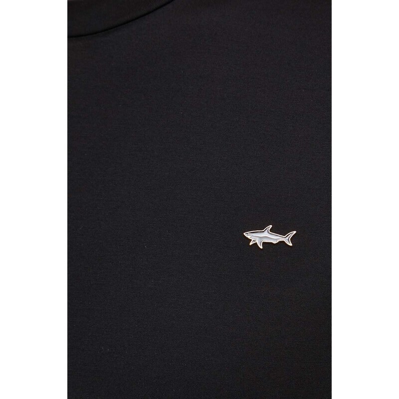 Pamučna majica Paul&Shark za muškarce, boja: crna, bez uzorka