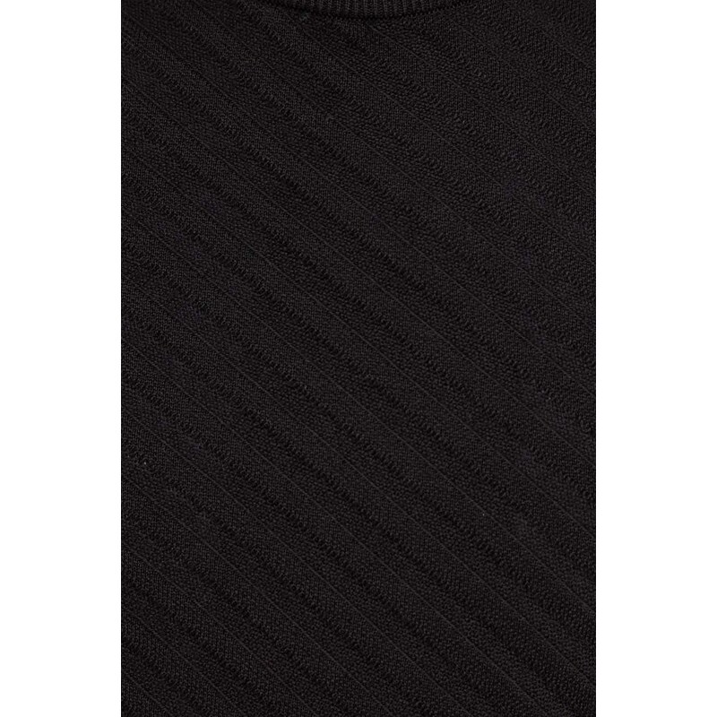 Vuneni pulover BOSS za muškarce, boja: crna, lagani