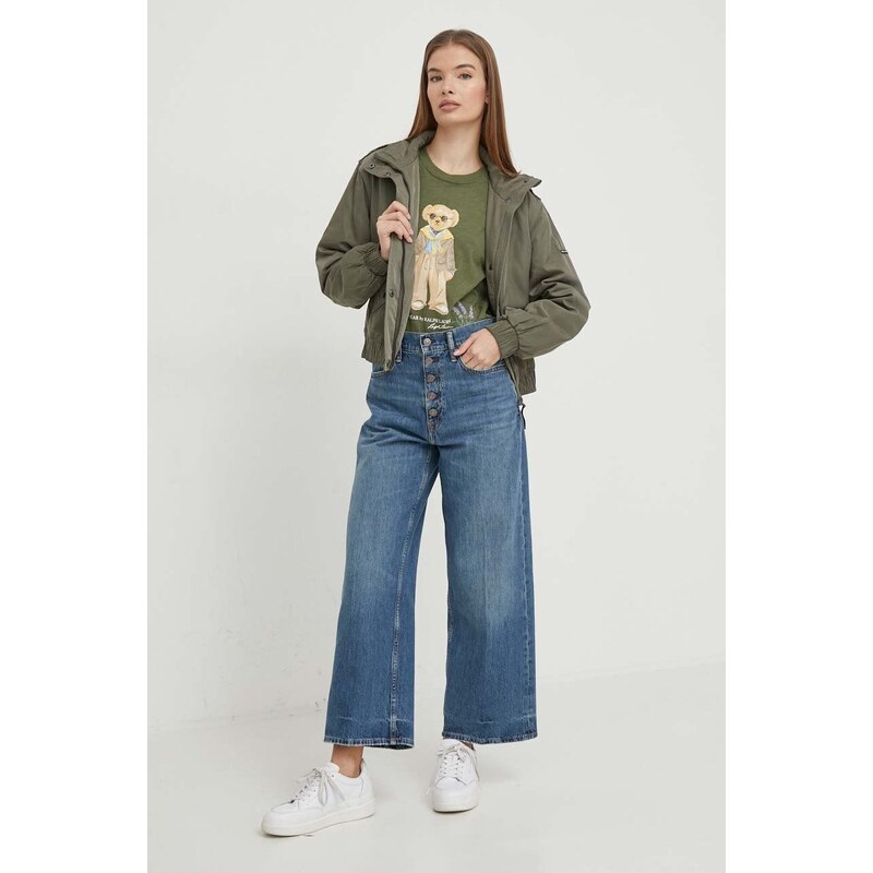 Jakna Pepe Jeans za žene, boja: zelena, za prijelazno razdoblje