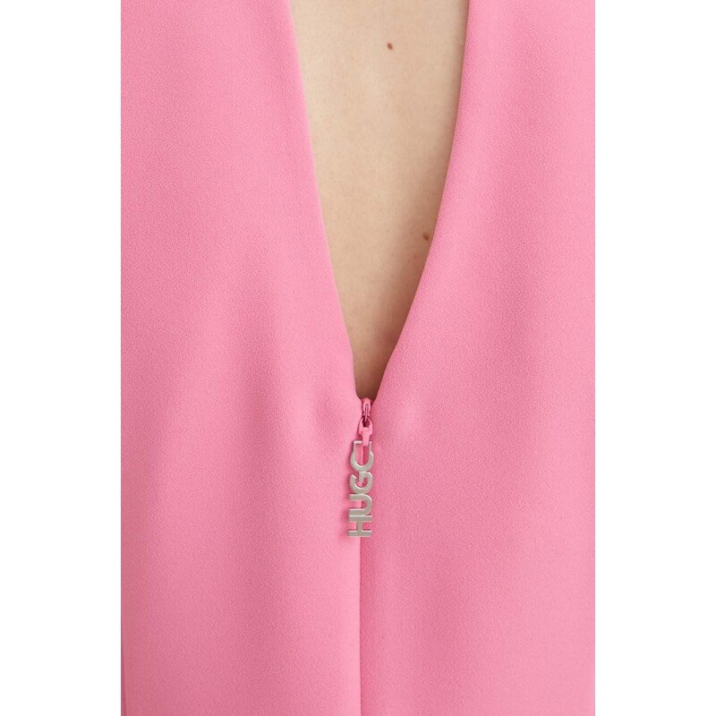Haljina HUGO boja: ružičasta, mini, ravna