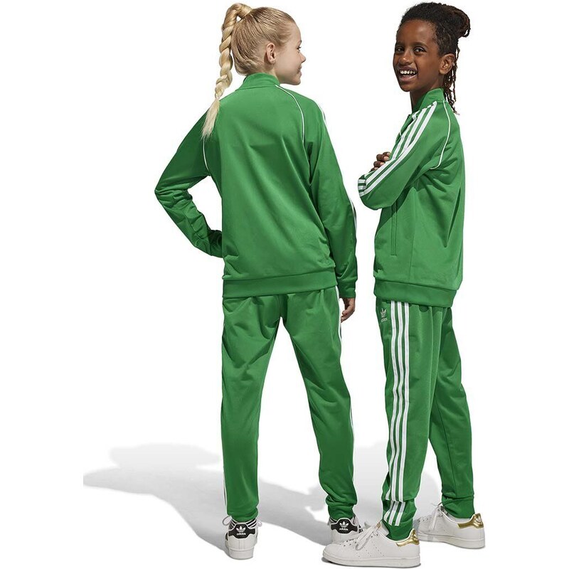 Dječji donji dio trenirke adidas Originals boja: zelena, s aplikacijom