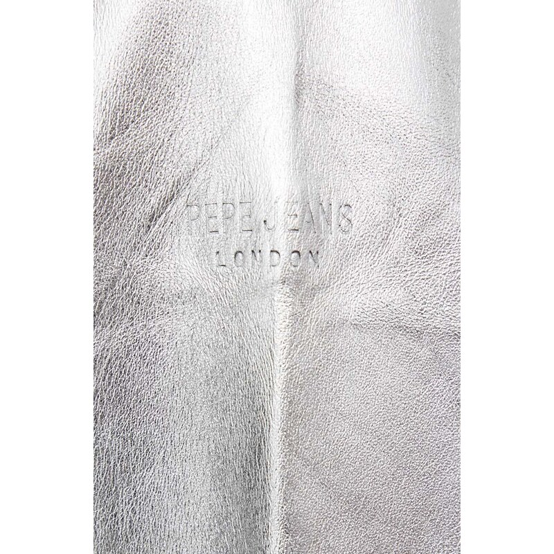 Kožna bomber jakna Pepe Jeans za žene, boja: srebrna, za prijelazno razdoblje
