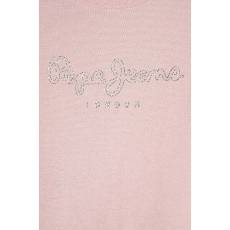 Dječja pamučna majica kratkih rukava Pepe Jeans NINA boja: ružičasta