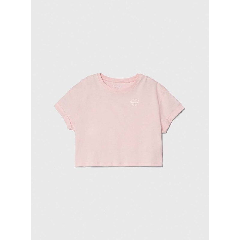Dječja pamučna majica kratkih rukava Pepe Jeans NICKY boja: ružičasta