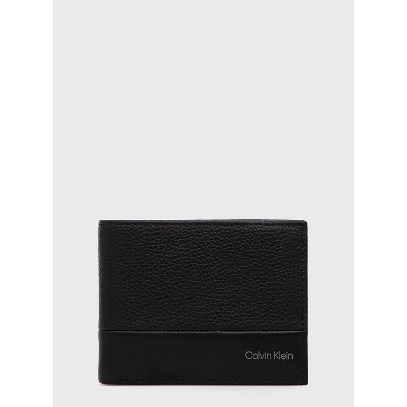 Kožni novčanik Calvin Klein za muškarce, boja: crna
