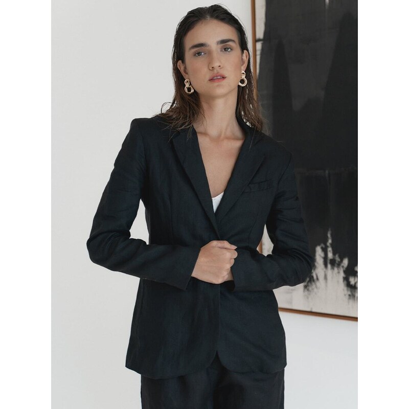Luciee Linen Blazer Women - Black