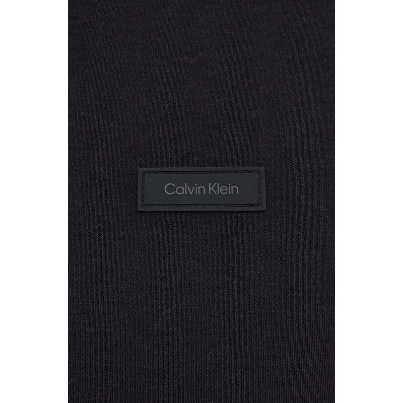 Pamučna polo majica Calvin Klein boja: crna, s aplikacijom