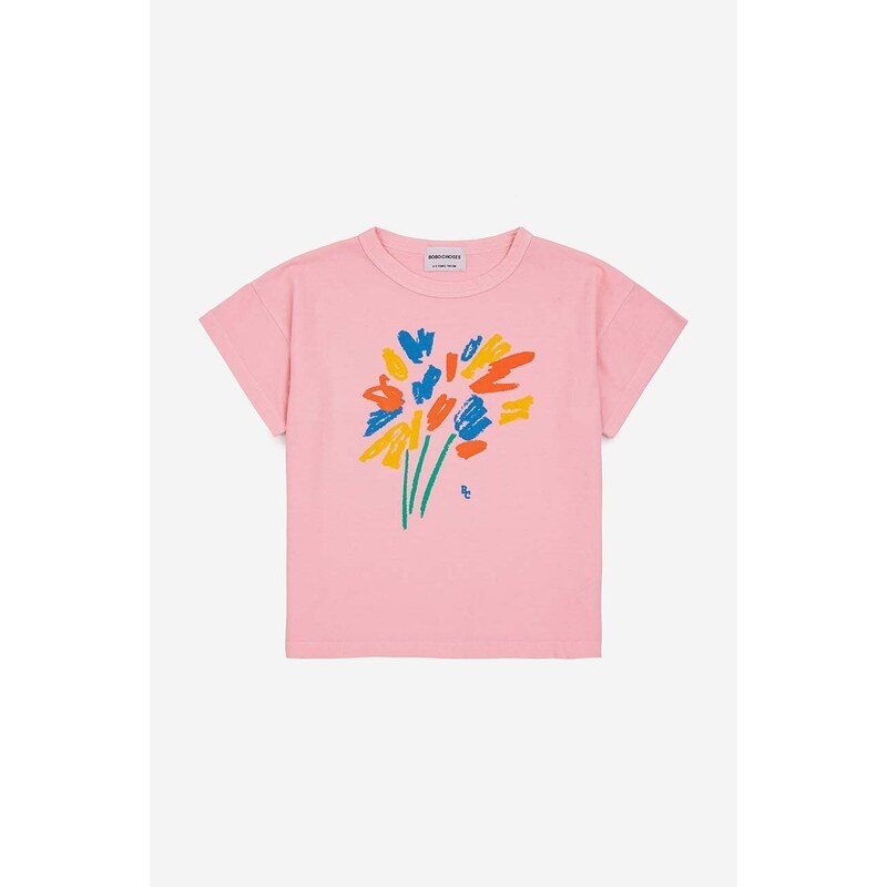 Dječja pamučna majica kratkih rukava Bobo Choses boja: ružičasta