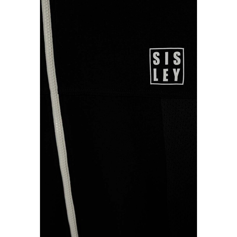 Dječja pamučna dukserica Sisley boja: crna, s kapuljačom, s tiskom