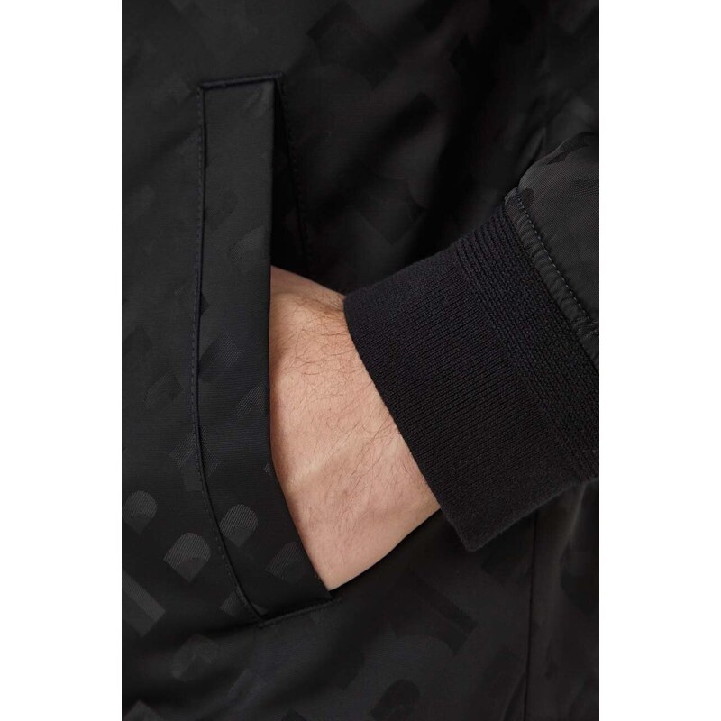 Bomber jakna BOSS za muškarce, boja: crna, za prijelazno razdoblje