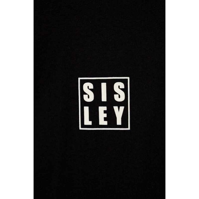 Dječja pamučna majica kratkih rukava Sisley boja: crna, s tiskom