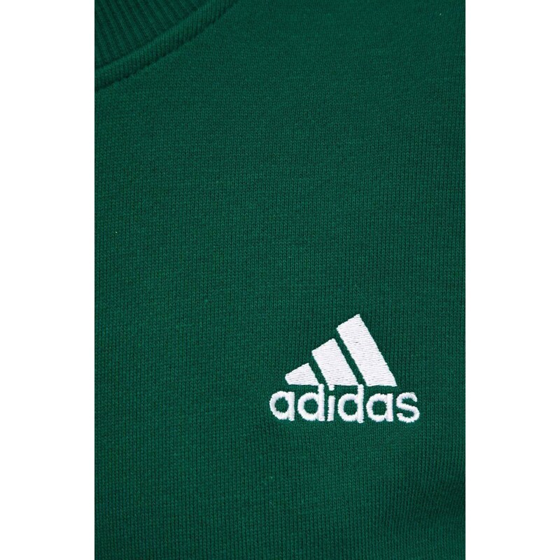 Pamučna dukserica adidas za žene, boja: zelena, s aplikacijom