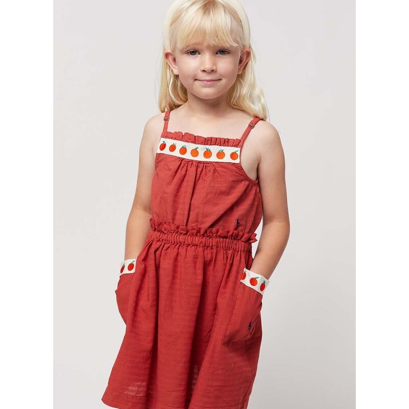 Dječje pamučna haljina Bobo Choses boja: bordo, mini, širi se prema dolje