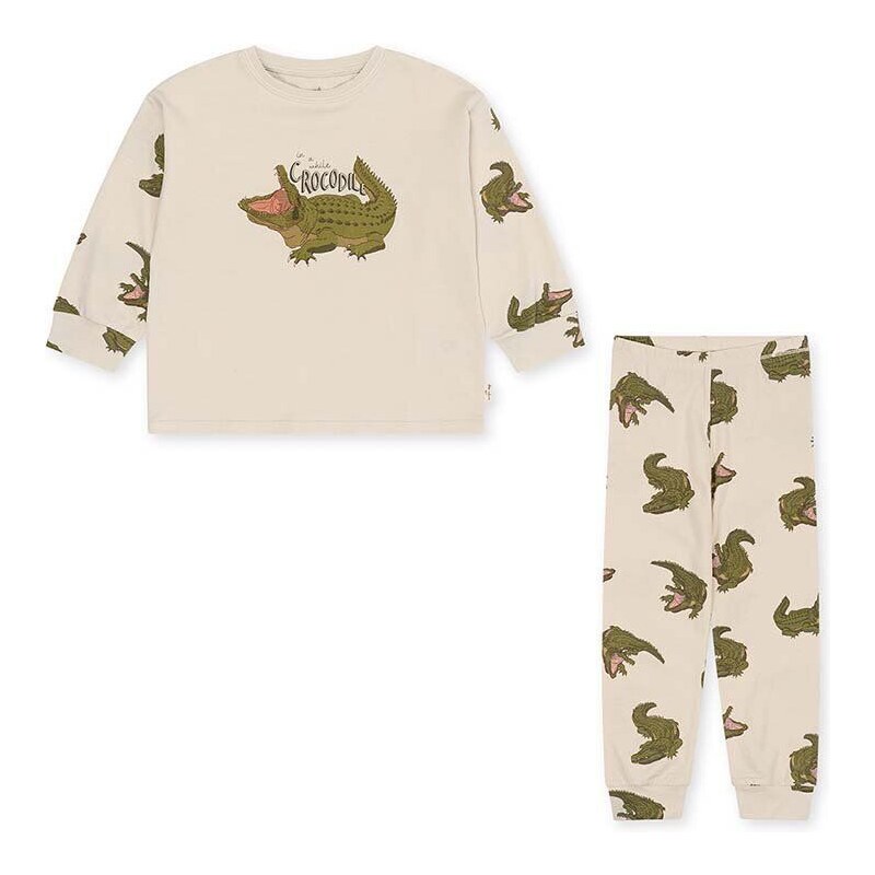 Dječja pamučna pidžama Konges Sløjd boja: zelena, s uzorkom