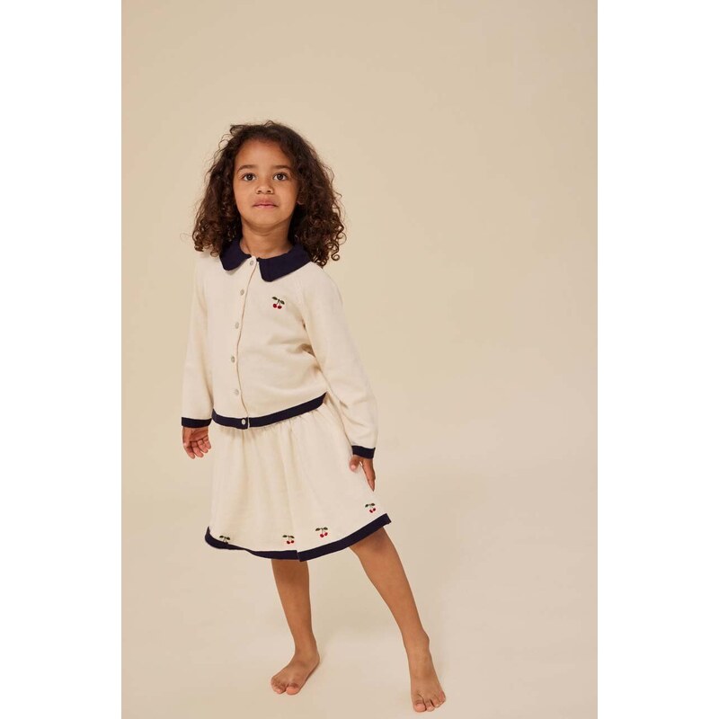 Dječje pamučna haljina Konges Sløjd boja: bijela, mini, širi se prema dolje