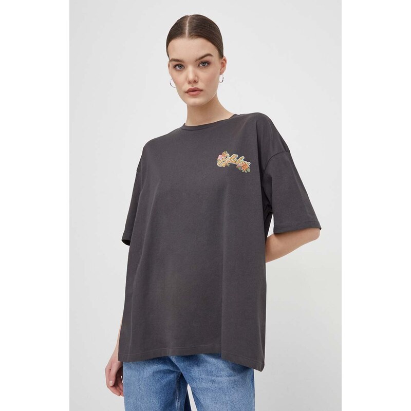 Pamučna majica Billabong za žene, boja: crna, EBJZT00237