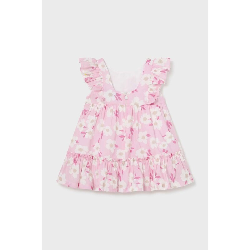 Pamučna haljina za bebe Mayoral boja: ružičasta, mini, širi se prema dolje