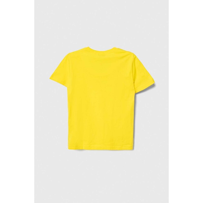 Dječja pamučna majica kratkih rukava United Colors of Benetton boja: žuta, bez uzorka