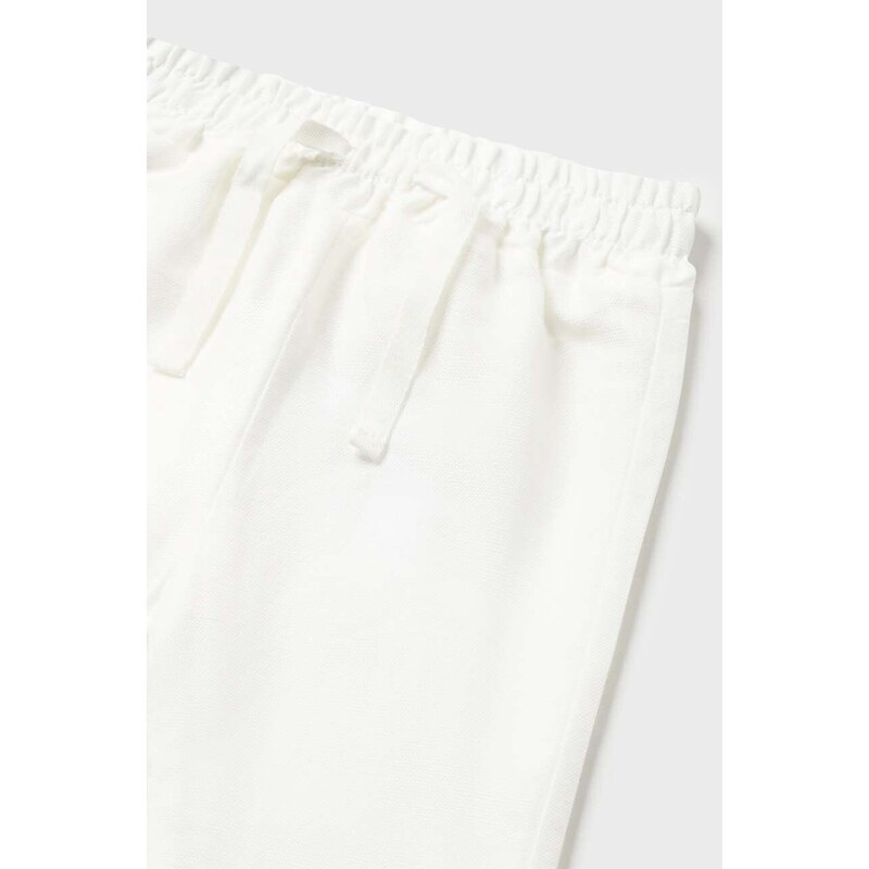 Dječje hlače s dodatkom lana Mayoral Newborn boja: bijela, bez uzorka
