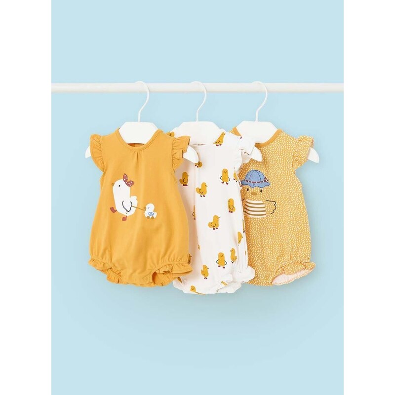 Bodi za bebe Mayoral Newborn 3-pack boja: žuta, s tiskom