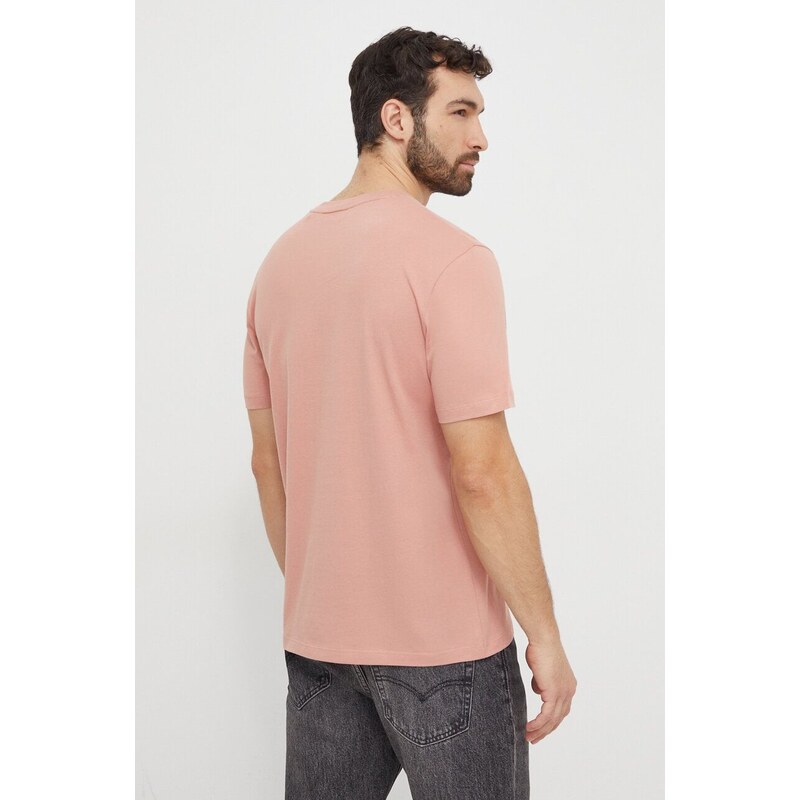 Pamučna majica HUGO boja: ružičasta, bez uzorka