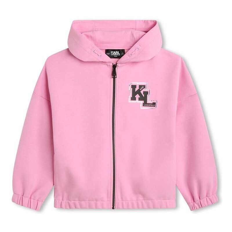 Dječja dukserica Karl Lagerfeld boja: ružičasta, s kapuljačom, s tiskom