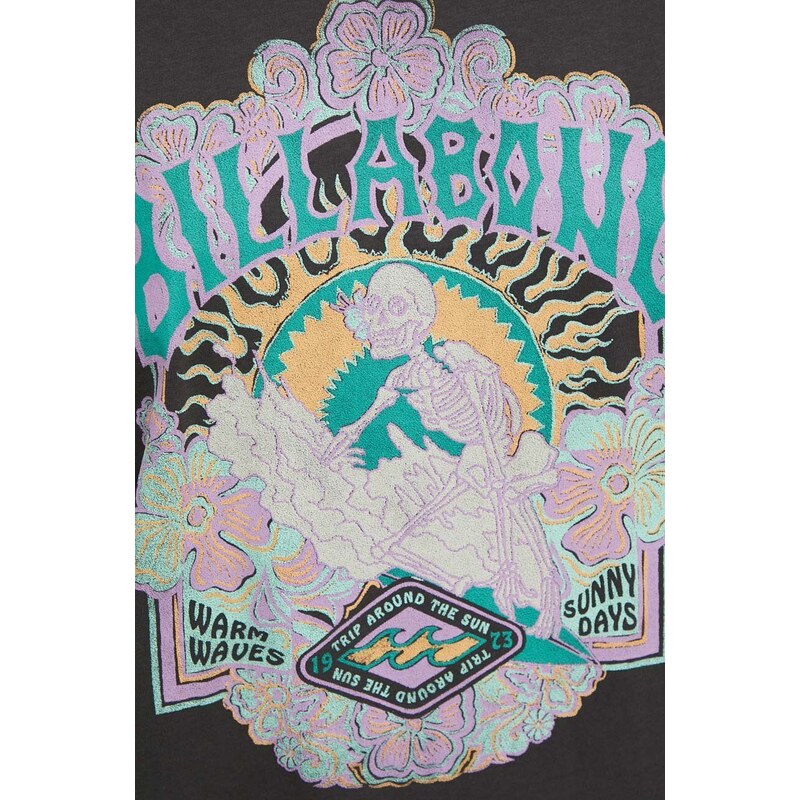 Pamučna majica Billabong za žene, boja: crna