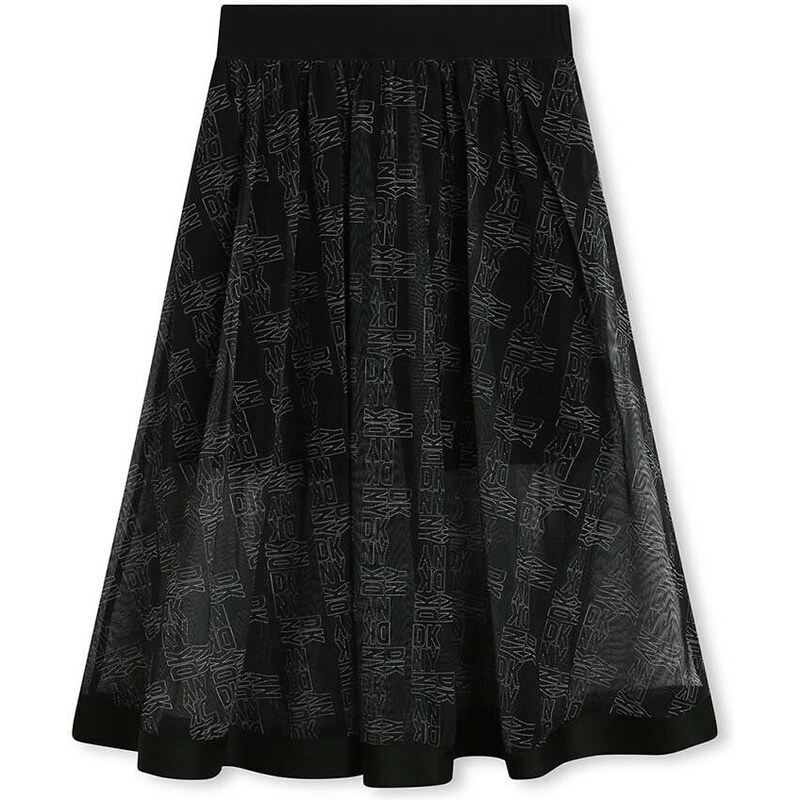 Dječja suknja Dkny boja: crna, midi, širi se prema dolje