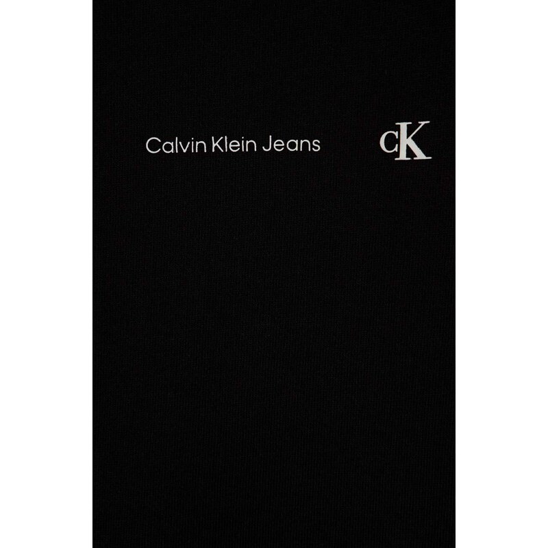 Dječja pamučna dukserica Calvin Klein Jeans boja: crna, s tiskom