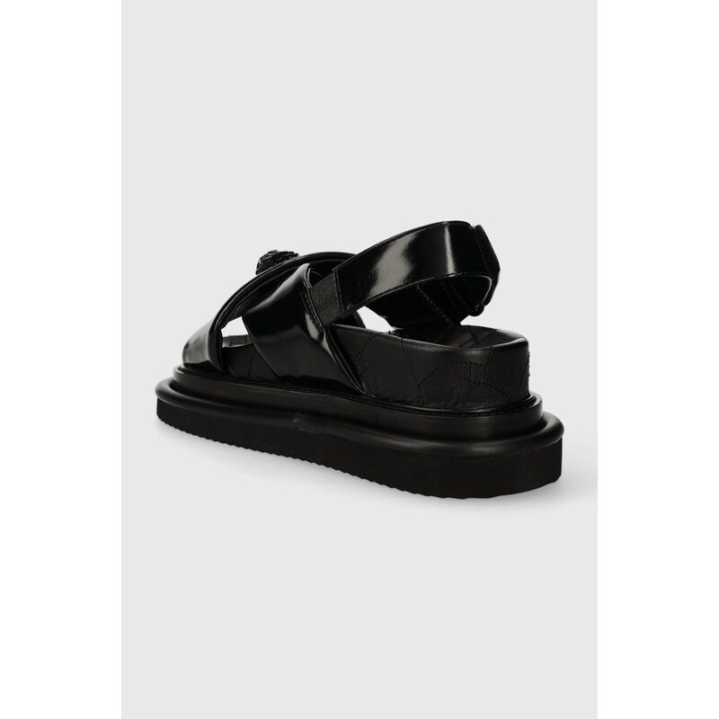 Kožne sandale Kurt Geiger London Orson Cross Strap Sandal za žene, boja: crna, s platformom, 2028900309