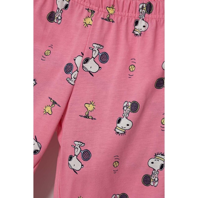 Dječja pamučna pidžama United Colors of Benetton x Snoopy boja: ružičasta, s uzorkom