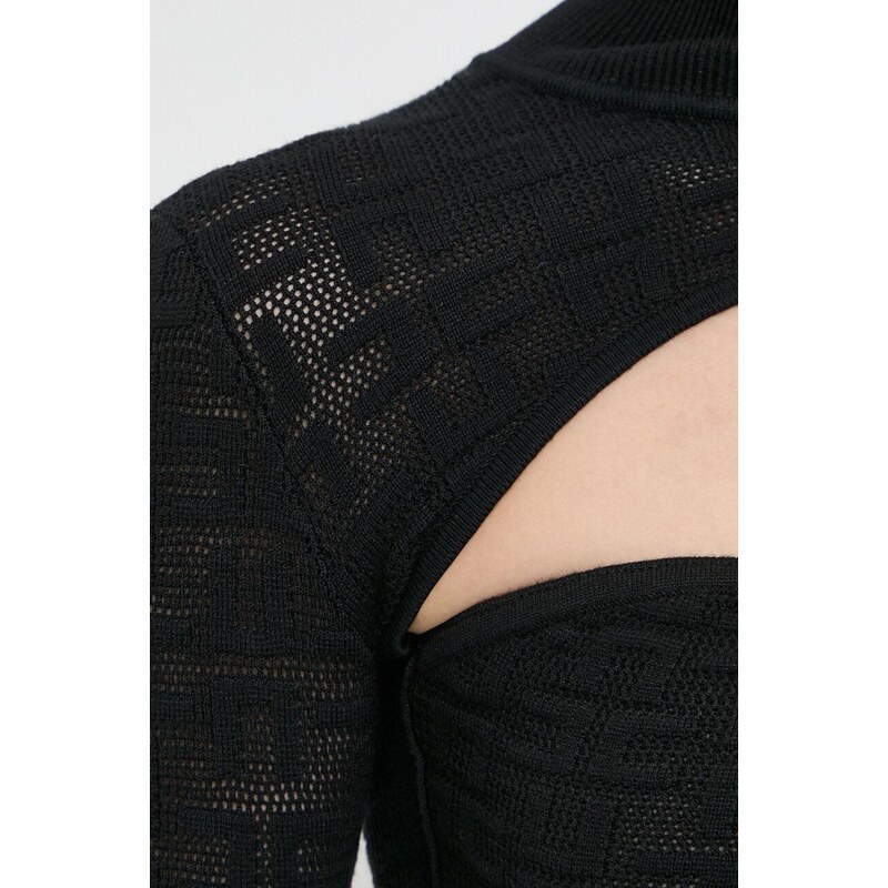 Pulover Elisabetta Franchi za žene, boja: crna, lagani, s dolčevitom