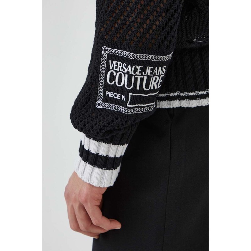 Pamučni pulover Versace Jeans Couture boja: crna