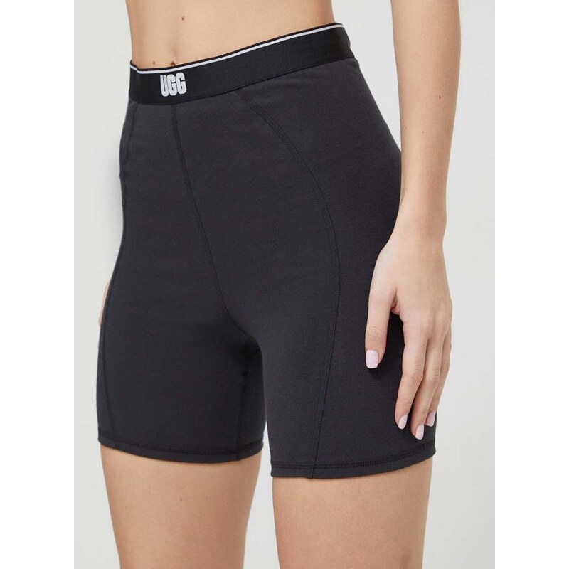 Kratke hlače UGG za žene, boja: crna, bez uzorka, visoki struk