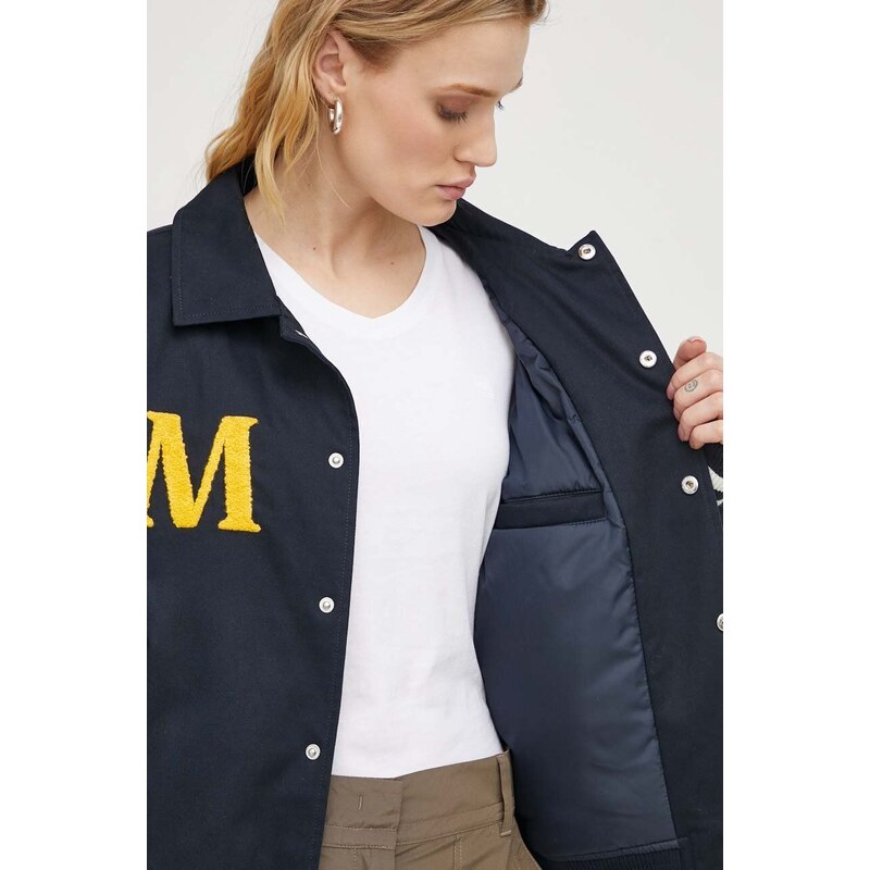 Pamučna jakna Mercer Amsterdam boja: tamno plava, za prijelazno razdoblje