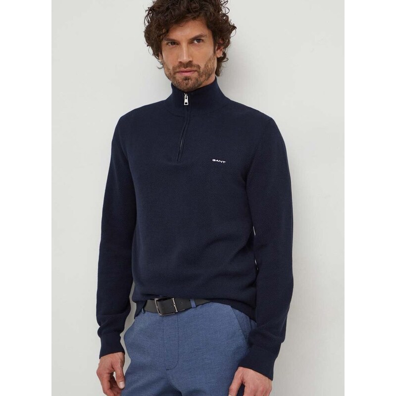 Pamučni pulover Gant boja: tamno plava, lagani