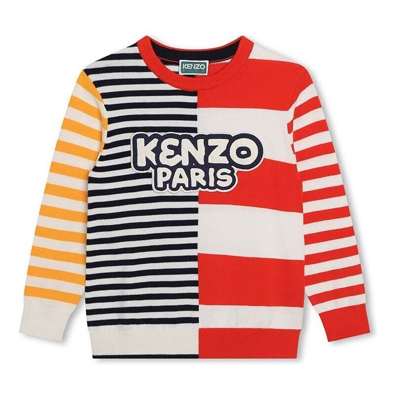 Dječji pamučni pulover Kenzo Kids boja: crvena, lagani