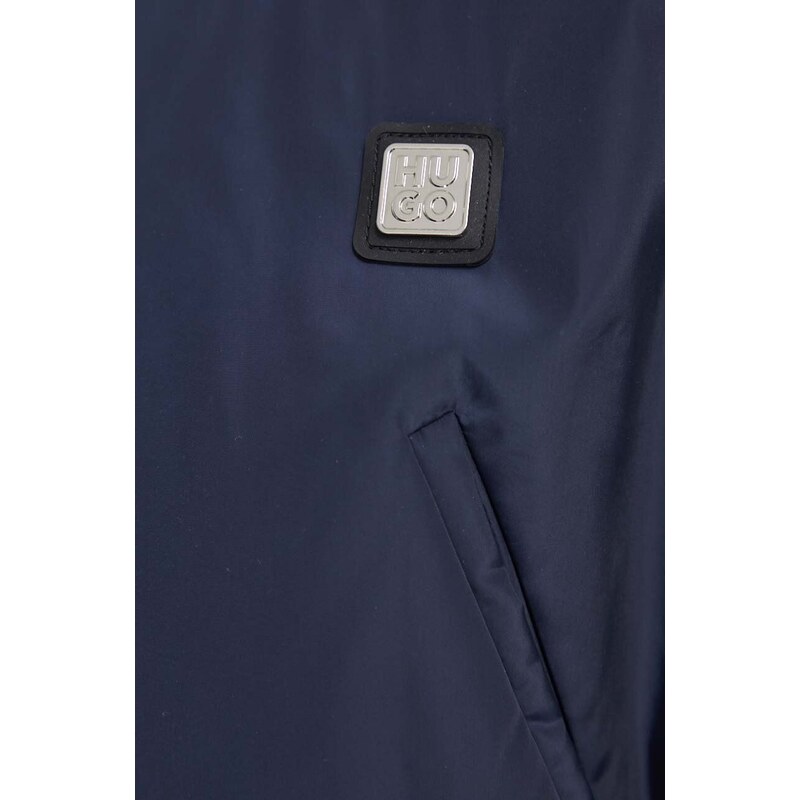 Bomber jakna HUGO za žene, boja: tamno plava, za prijelazno razdoblje, oversize