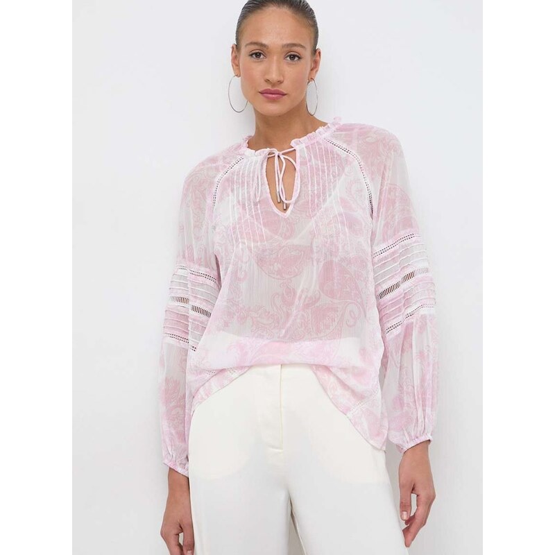 Bluza Guess za žene, boja: ružičasta, s uzorkom