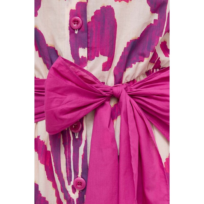 Pamučna haljina Luisa Spagnoli boja: ružičasta, maxi, širi se prema dolje