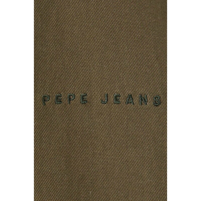Pamučna jakna Pepe Jeans boja: zelena, za prijelazno razdoblje