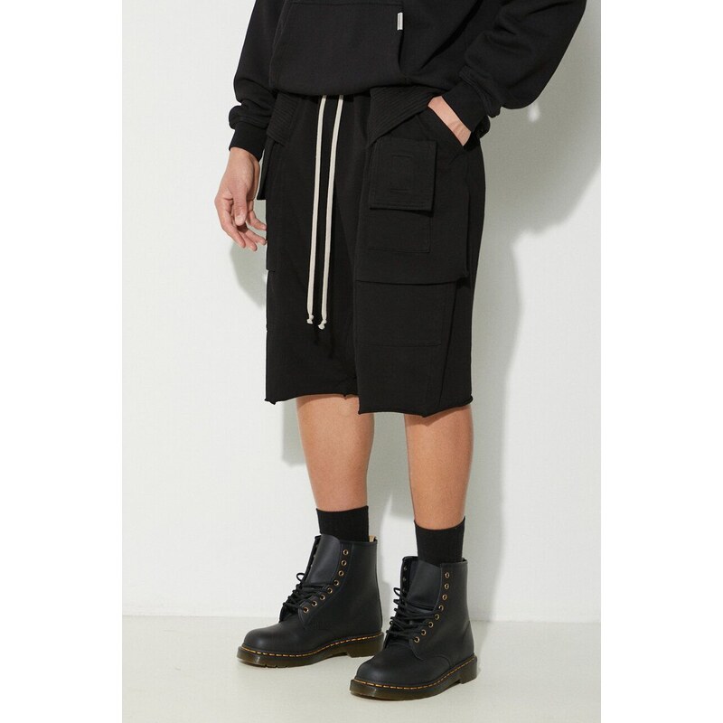 Pamučne kratke hlače Rick Owens Knit Shorts Creatch Cargo Pods boja: crna, DU01D1382.RIG.09