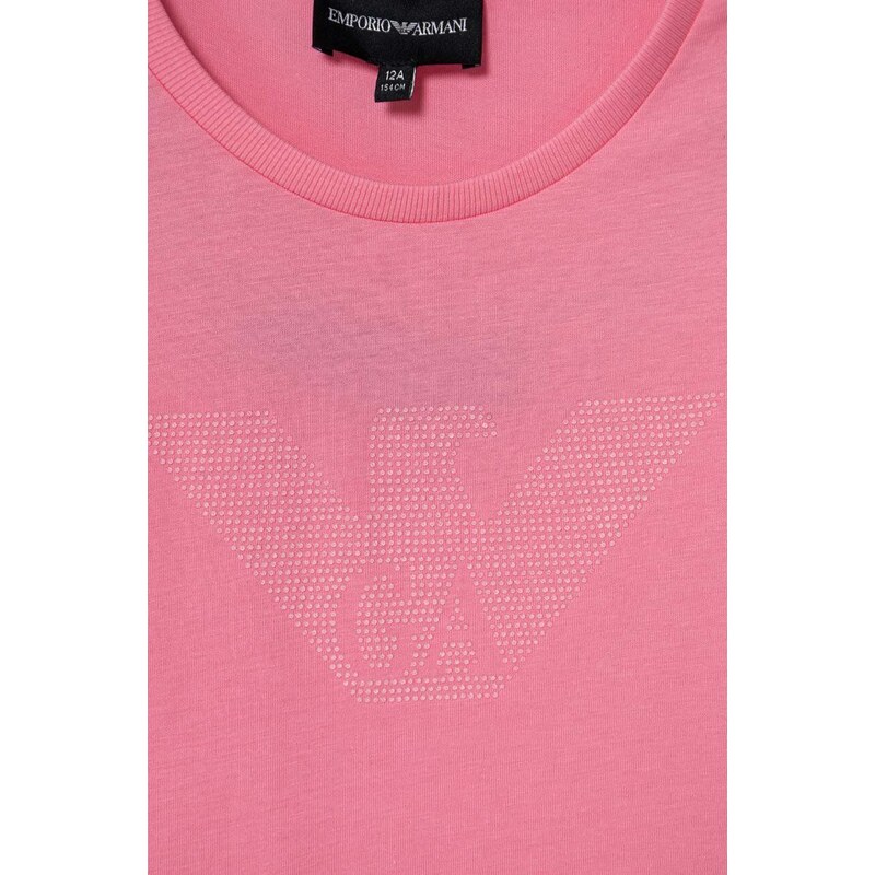Dječja pamučna majica kratkih rukava Emporio Armani boja: ružičasta