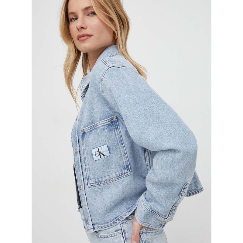 Traper jakna Calvin Klein Jeans za žene, za prijelazno razdoblje, oversize