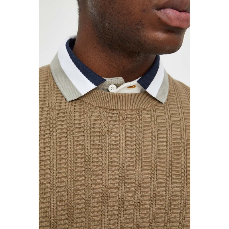 Pamučni pulover Barbour boja: bež
