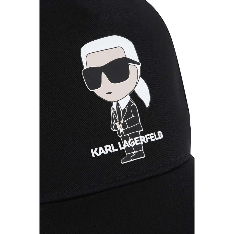 Pamučna kapa sa šiltom za bebe Karl Lagerfeld boja: crna, s tiskom