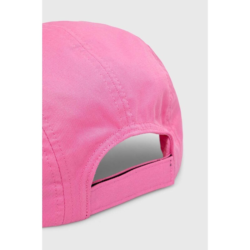 Pamučna kapa sa šiltom za bebe Emporio Armani boja: ružičasta, s aplikacijom